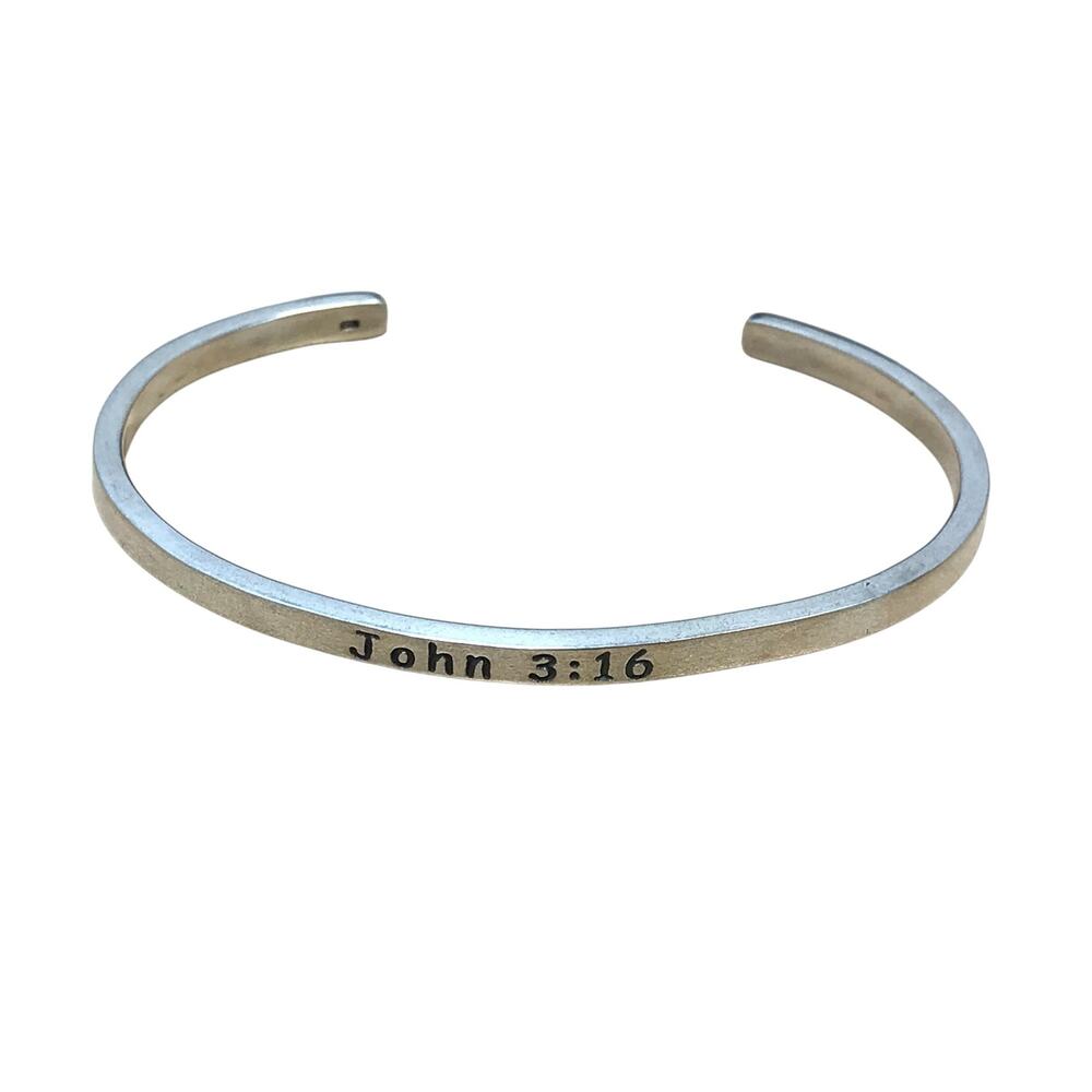 Sterling Silver John 3:16 God Loved World Religious Inspiration Quote Bracelet